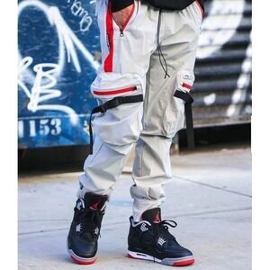 8 9 MFG Sz L Campaign Nylon Cargo Pants Streetwear Hook Loop Ankle Closure Urban